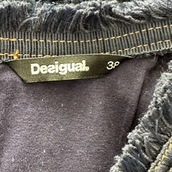 Desigual Achilles Denim and Tweed blue Patchwork Sheath Dress Size 38 - Picture 4 of 12